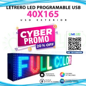 Letrero LED Programable WIFI RGB 40X165 cm - front
