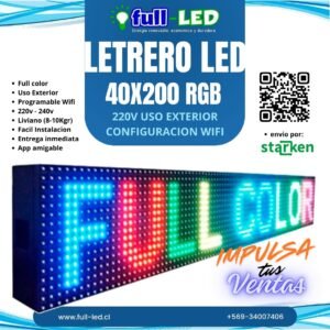 Letrero LED P-10 40X200 RGB+WIFI-USO EXTERIOR – 220V - front