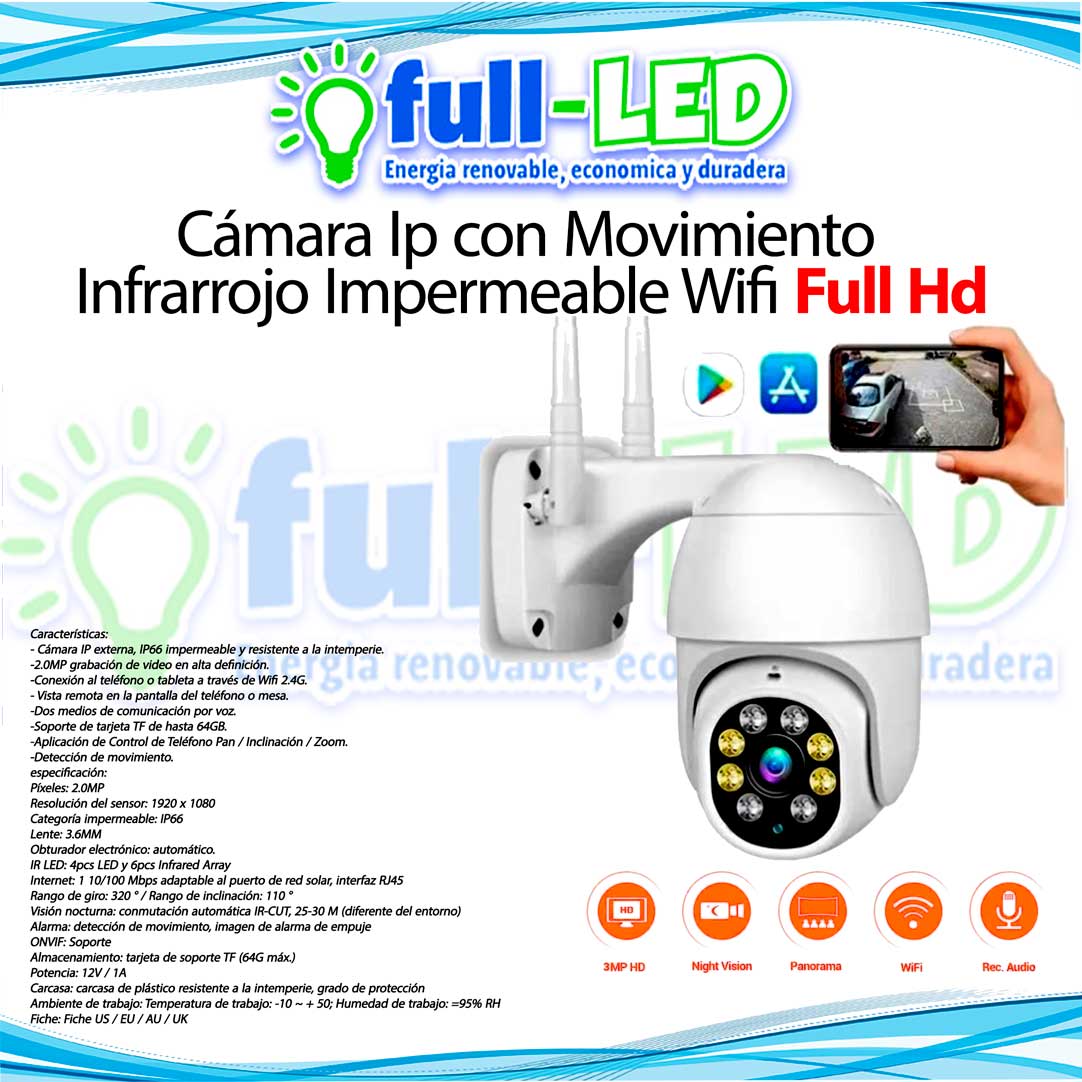 Cámara IP Full HD Exterior WiFi Sensor Movimiento