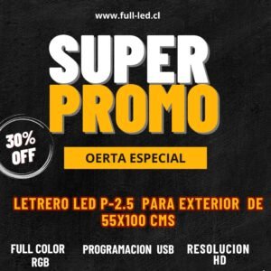 LETRERO LED P-2.5 FULL HD-PROGRAMABLE-RGB-55X100