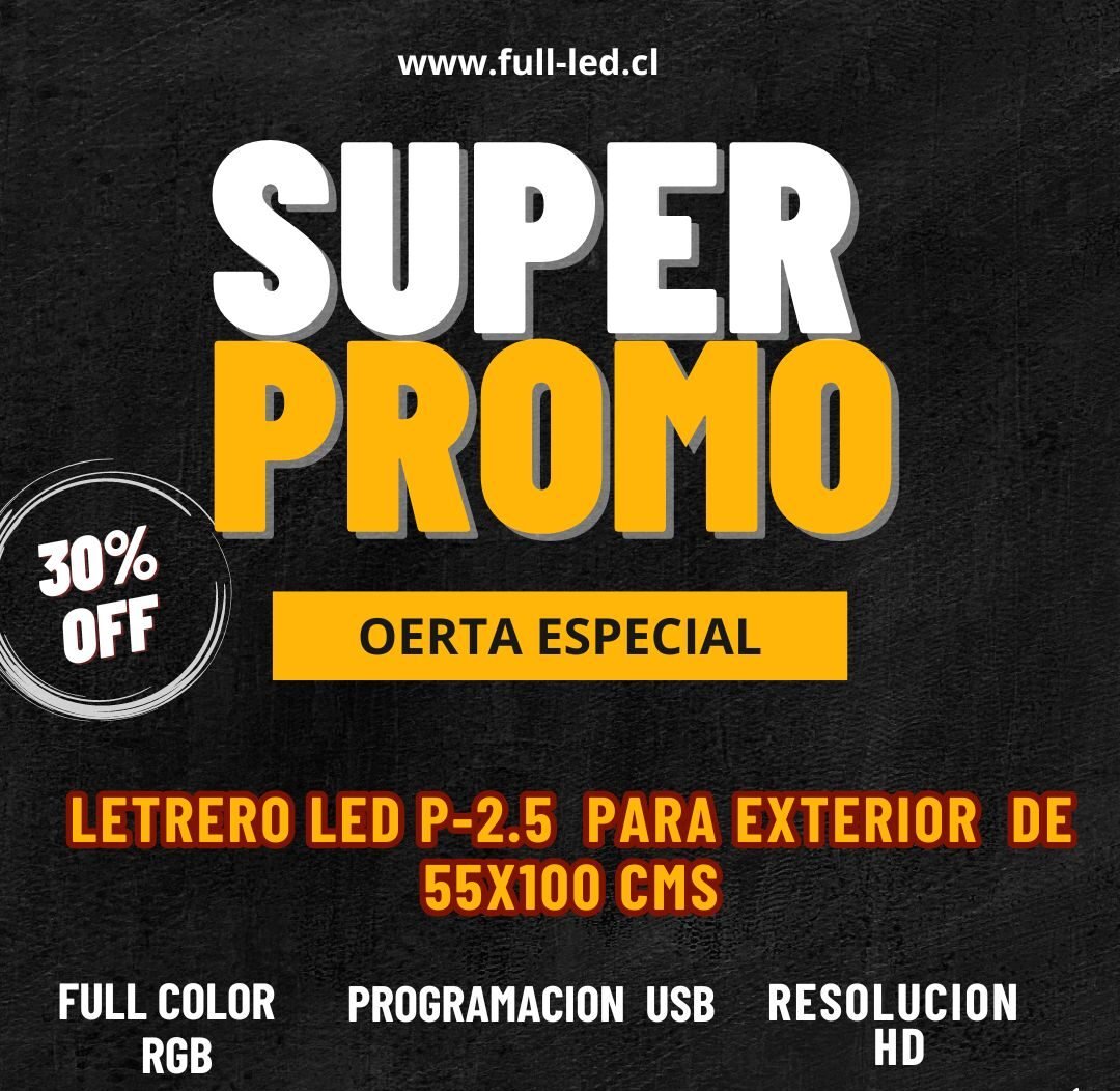 LETRERO LED P-2.5 FULL HD-PROGRAMABLE-RGB-55X100