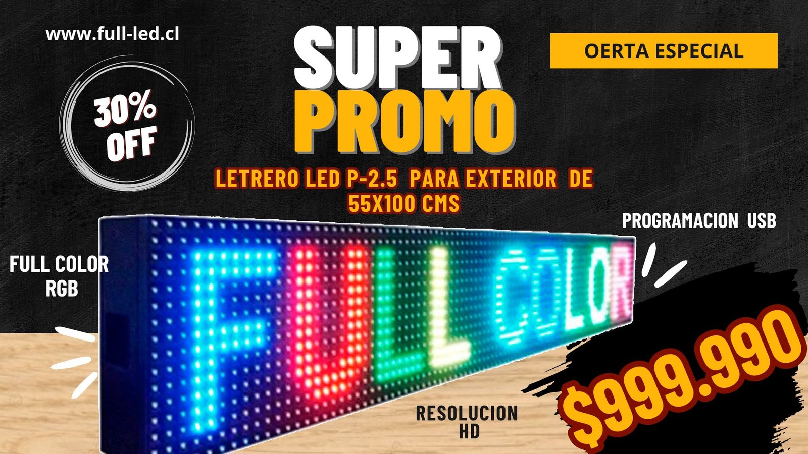LETRERO LED P-2,5 FULL HD-PROGRAMABLE-RGB-55X100 - Image 3
