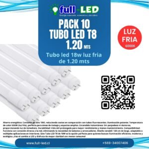 PACK 10 TUBO LED T8 EMPAVONADO DE VIDRIO 18w 1.20cms