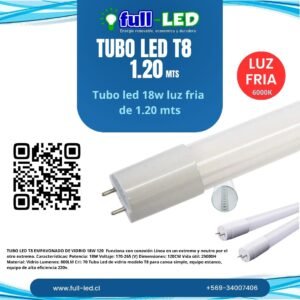 Tubo Led T8 Empavonado de Vidrio 18w T8 1.20cms